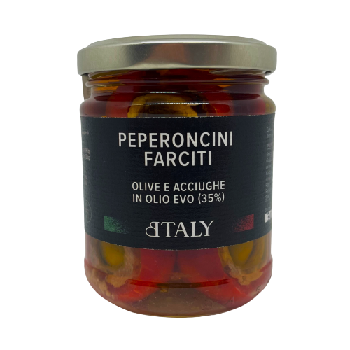 PEPERONCINI FARCITI CON ACCIUGHE ED OLIVE